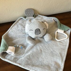 Modern Baby Koala Bear Lovey Security Blanket Teether Rattle Plush Gray Green
